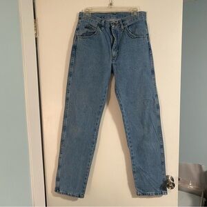 VTG Wrangler Rustler Jeans Men 30x32 Blue Straight Mid Rise Medium Wash Zip Fly